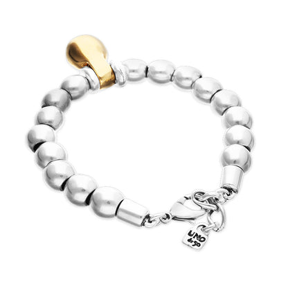 Beaded bracelet in a two-tone finish sterling silver alloy