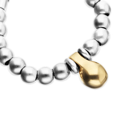 Beaded bracelet in a two-tone finish sterling silver alloy