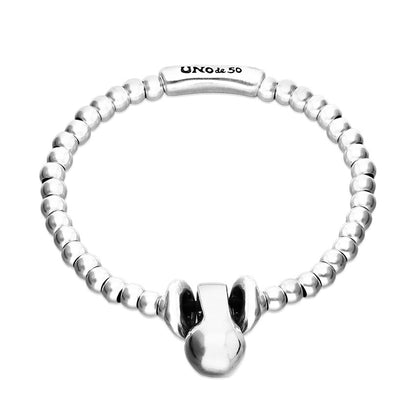 Sterling silver Elastic beaded bracelet with small and large beads