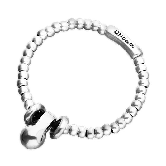 Sterling silver Elastic beaded bracelet with small and large beads