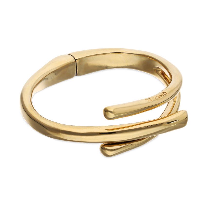 8k gold alloy bracelet with three intertwined organic shapes
