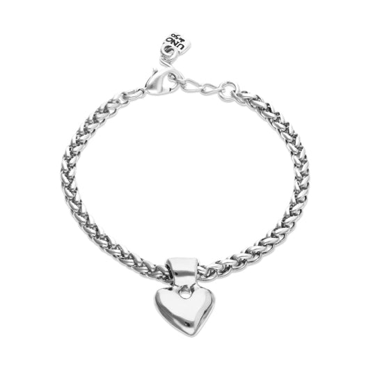 Chain bracelet with small heart detail plated in sterling silver