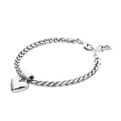 Chain bracelet with small heart detail plated in sterling silver