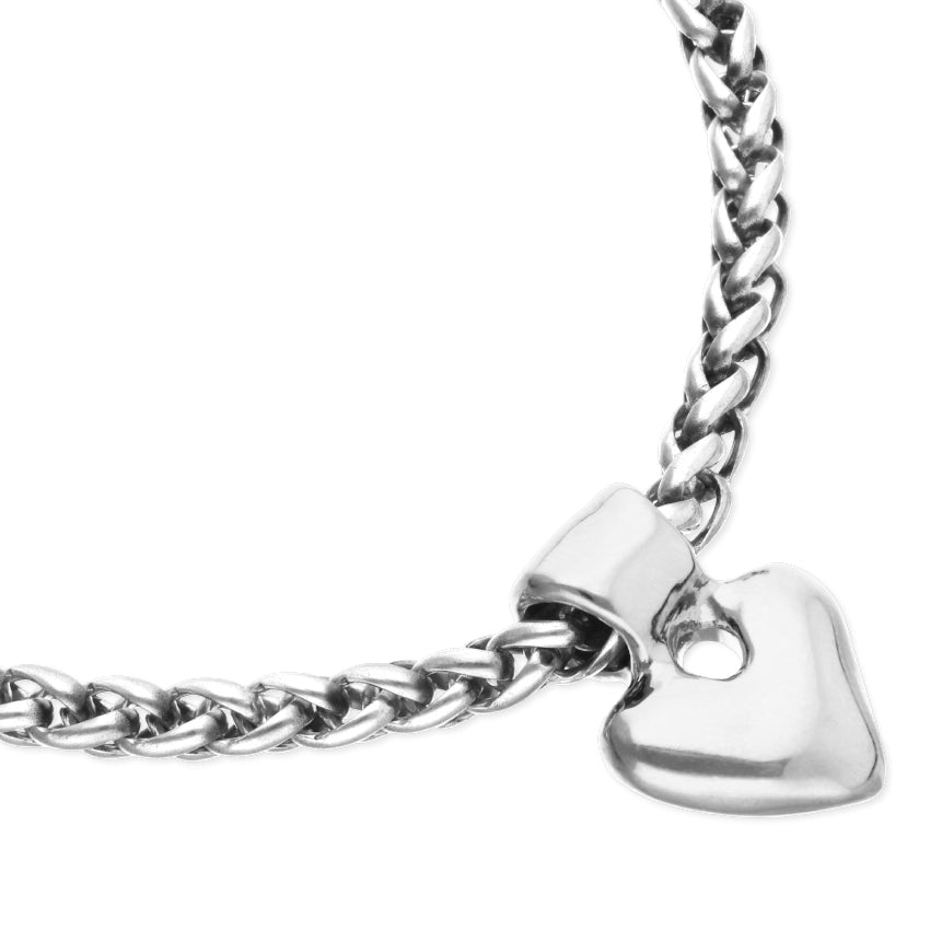 Chain bracelet with small heart detail plated in sterling silver