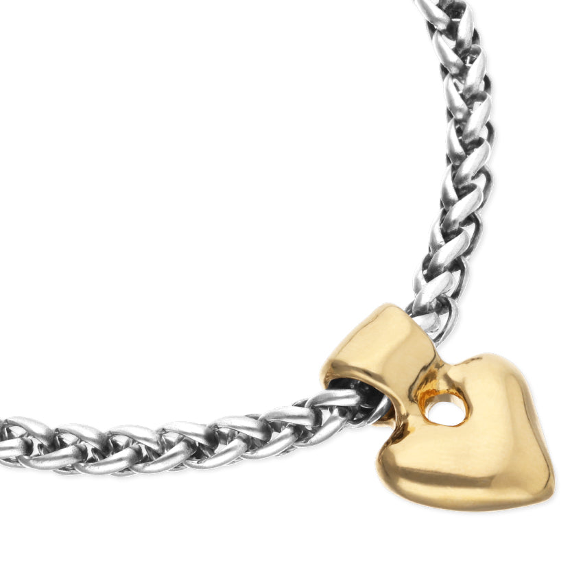 Chain bracelet with small heart detail Silver and gold plating