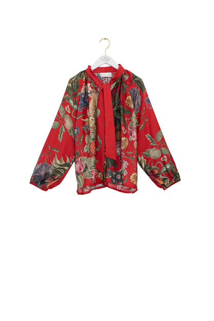 Primula Berry Pussy Bow Blouse S/M