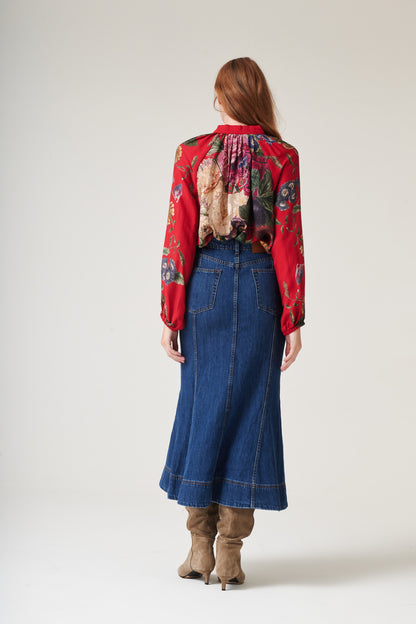 Primula Berry Pussy Bow Blouse S/M