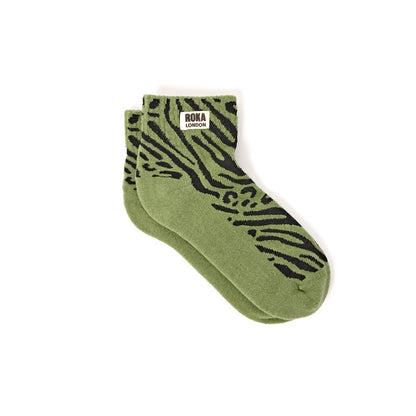 Wembley Ankle Socks in Mixed Animal Artichoke Organic Cotton
