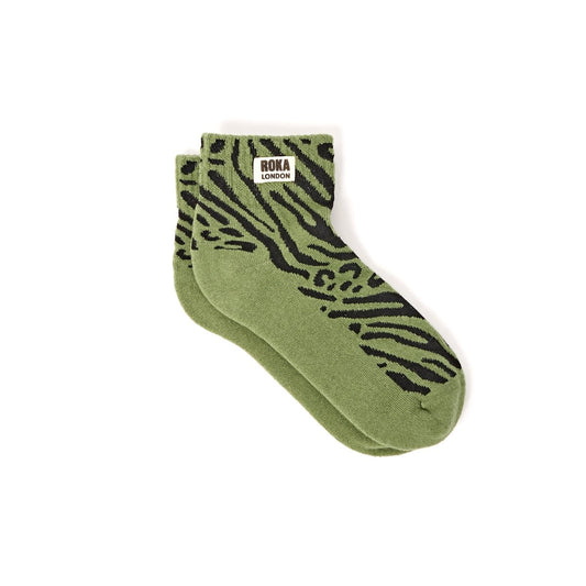 Wembley Ankle Socks in Mixed Animal Artichoke Organic Cotton