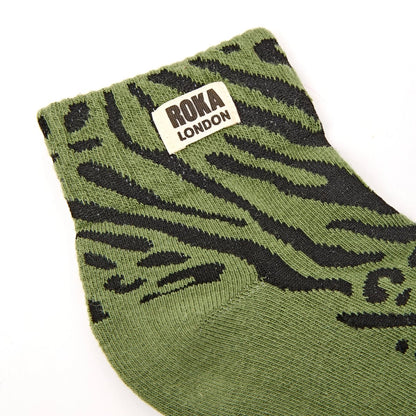 Wembley Ankle Socks in Mixed Animal Artichoke Organic Cotton