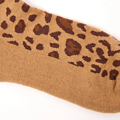 Wembley Ankle Socks in Savannah Leopard Sand Organic Cotton