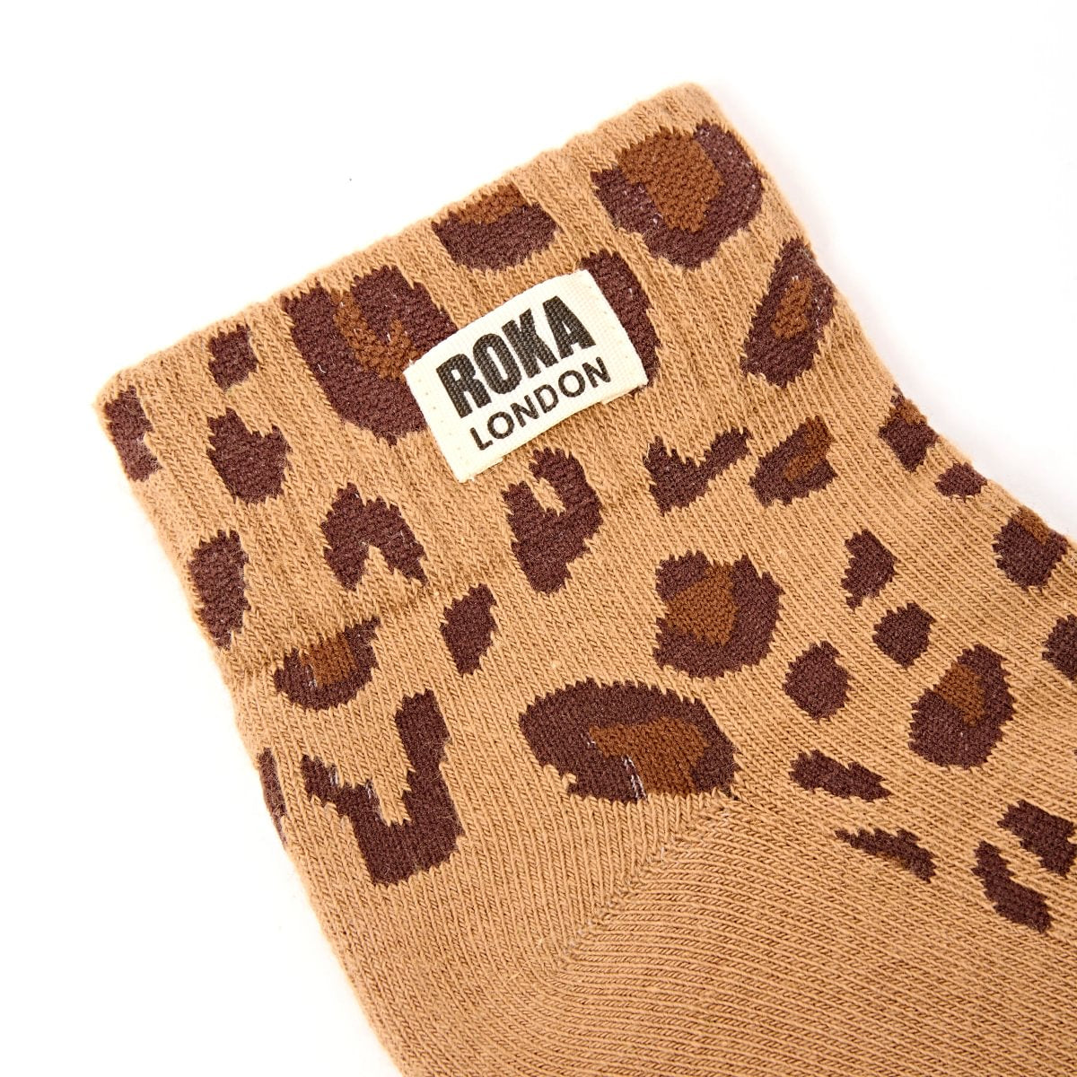 Wembley Ankle Socks in Savannah Leopard Sand Organic Cotton