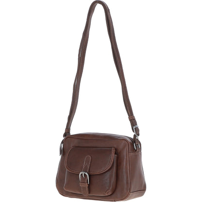 Leather Buckle Shoulder Bag - Chestnut
