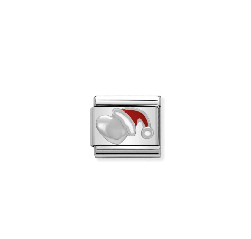 Composable Link, Heart with Christmas red Hat in Silver