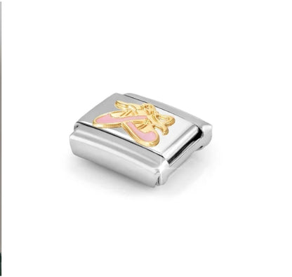 Composable Classic SYMBOLS steel enamel and 18k gold Pink dance shoes