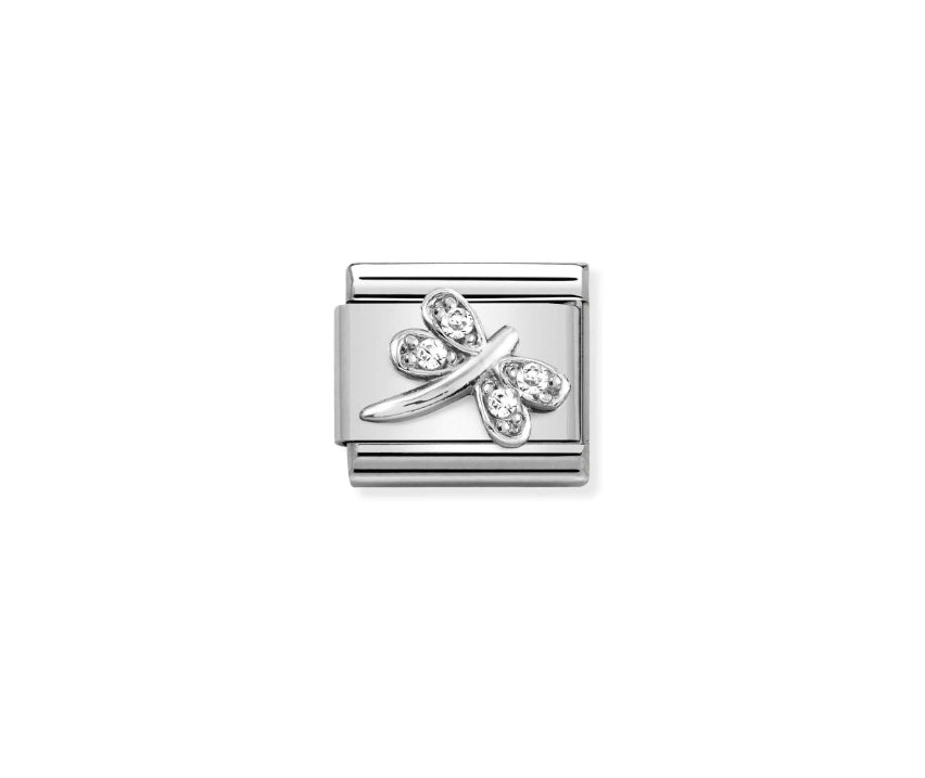 Charm, Composable Link, Dragonfly,Silver and CZ
