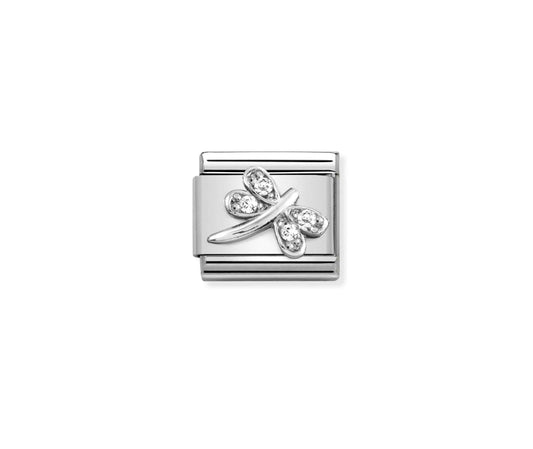 Charm, Composable Link, Dragonfly,Silver and CZ