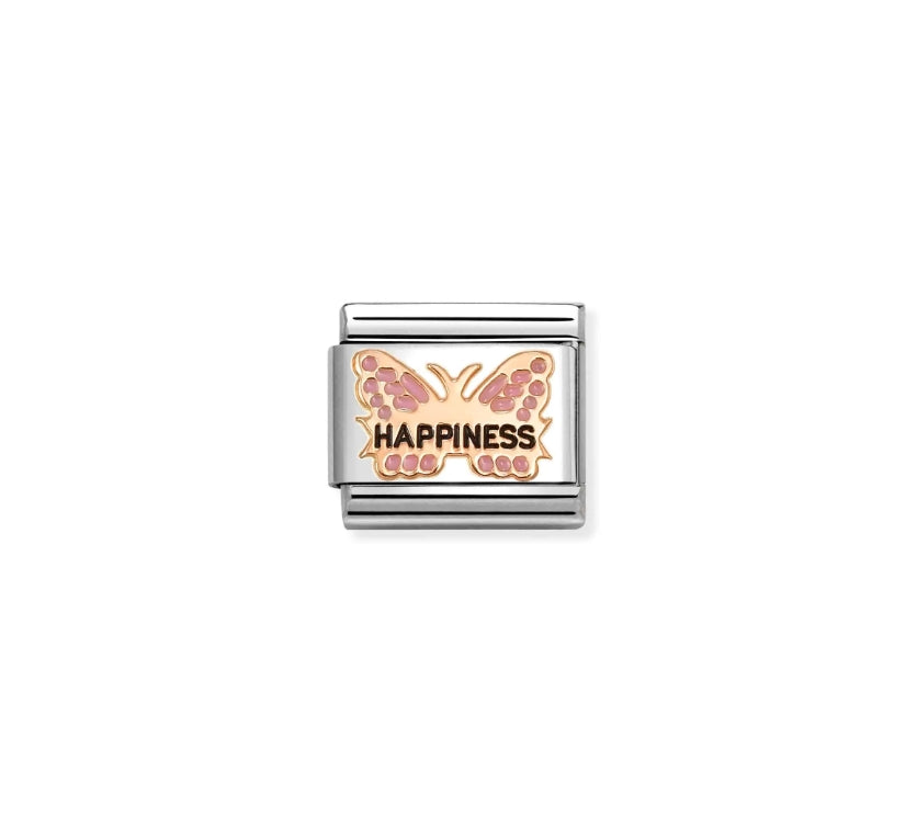 Composable Classic Link, Pink Butterfly, HAPPINESS