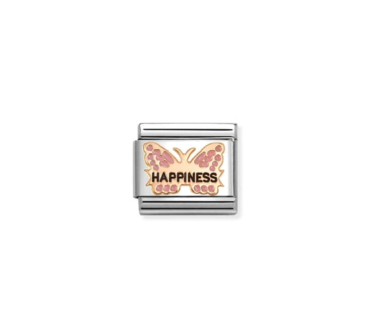Composable Classic Link, Pink Butterfly, HAPPINESS