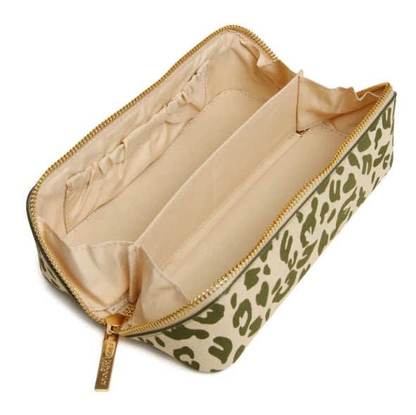 Olive Leopard - Small Train case