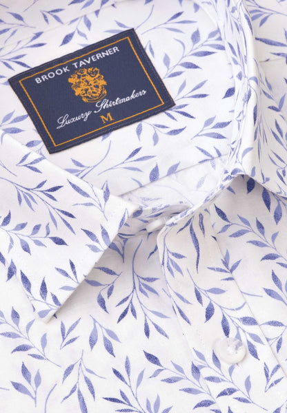 Printed Leaf Cotton Slub Shirt