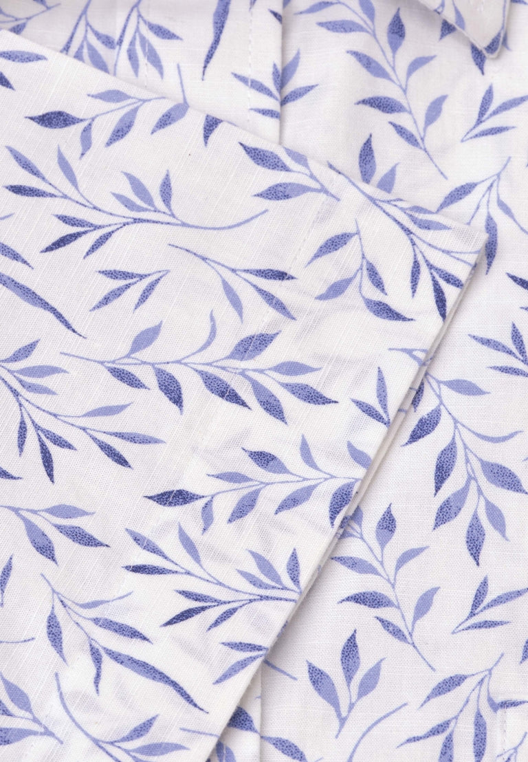 Printed Leaf Cotton Slub Shirt