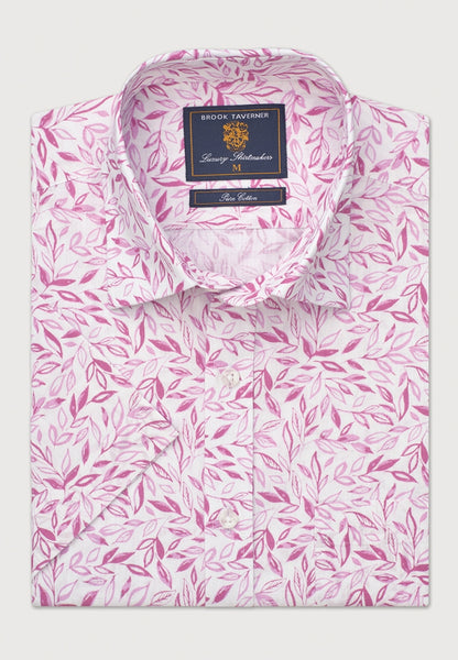 Mauve Botanical Leaf Short Sleeve Shirt