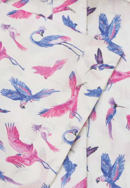 Pink Bird Print Short Sleeve Shirt