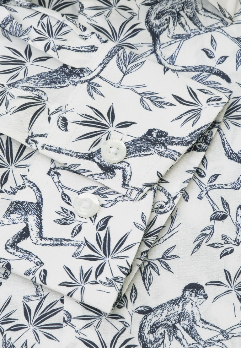 Navy Monkey Print Cotton Shirt
