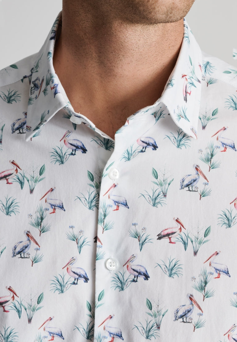 White Pelican Print Shirt