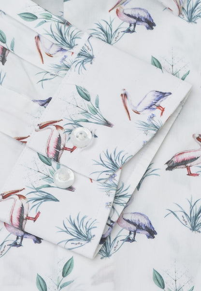 White Pelican Print Shirt
