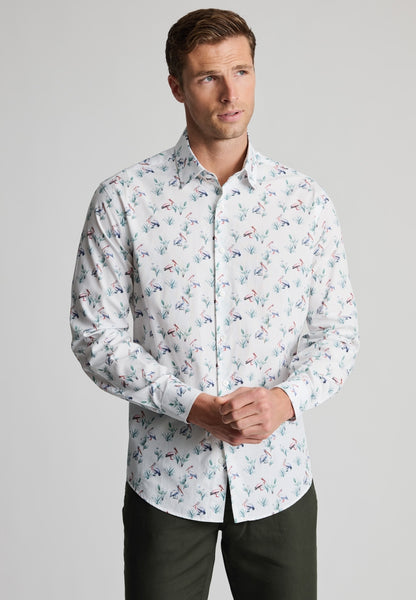 White Pelican Print Shirt