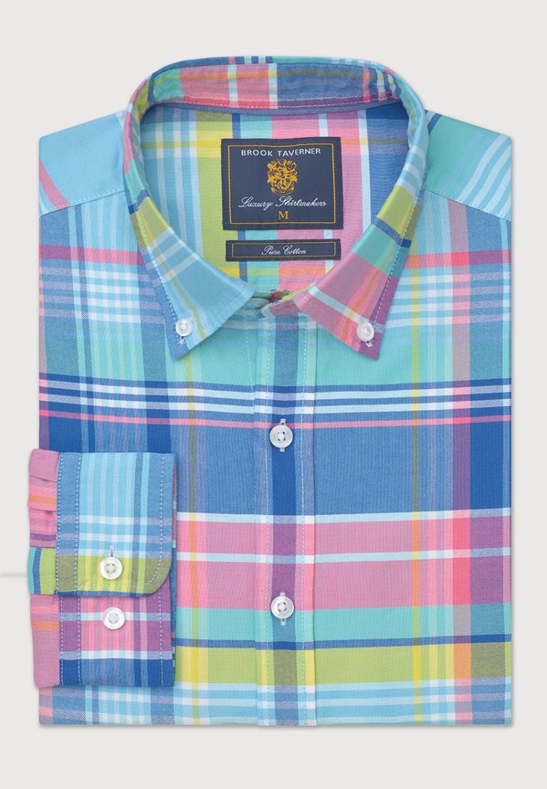 Blue Madras Oxford Shirt