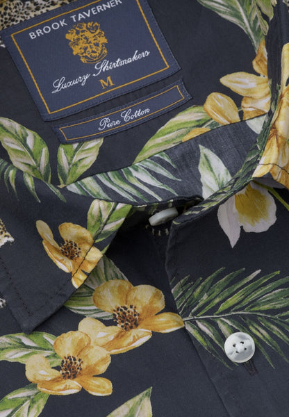 Black Leopard Print Short Sleeve Shirt