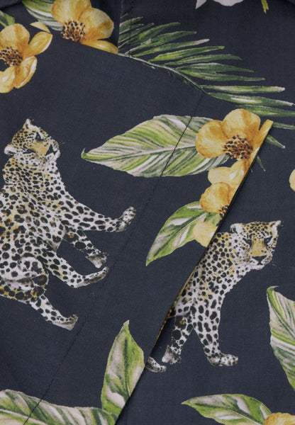 Black Leopard Print Short Sleeve Shirt