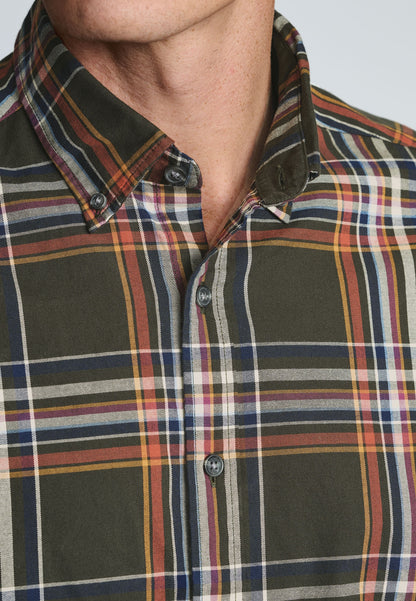 Regular Fit Khaki Large Plaid Cotton Shirt