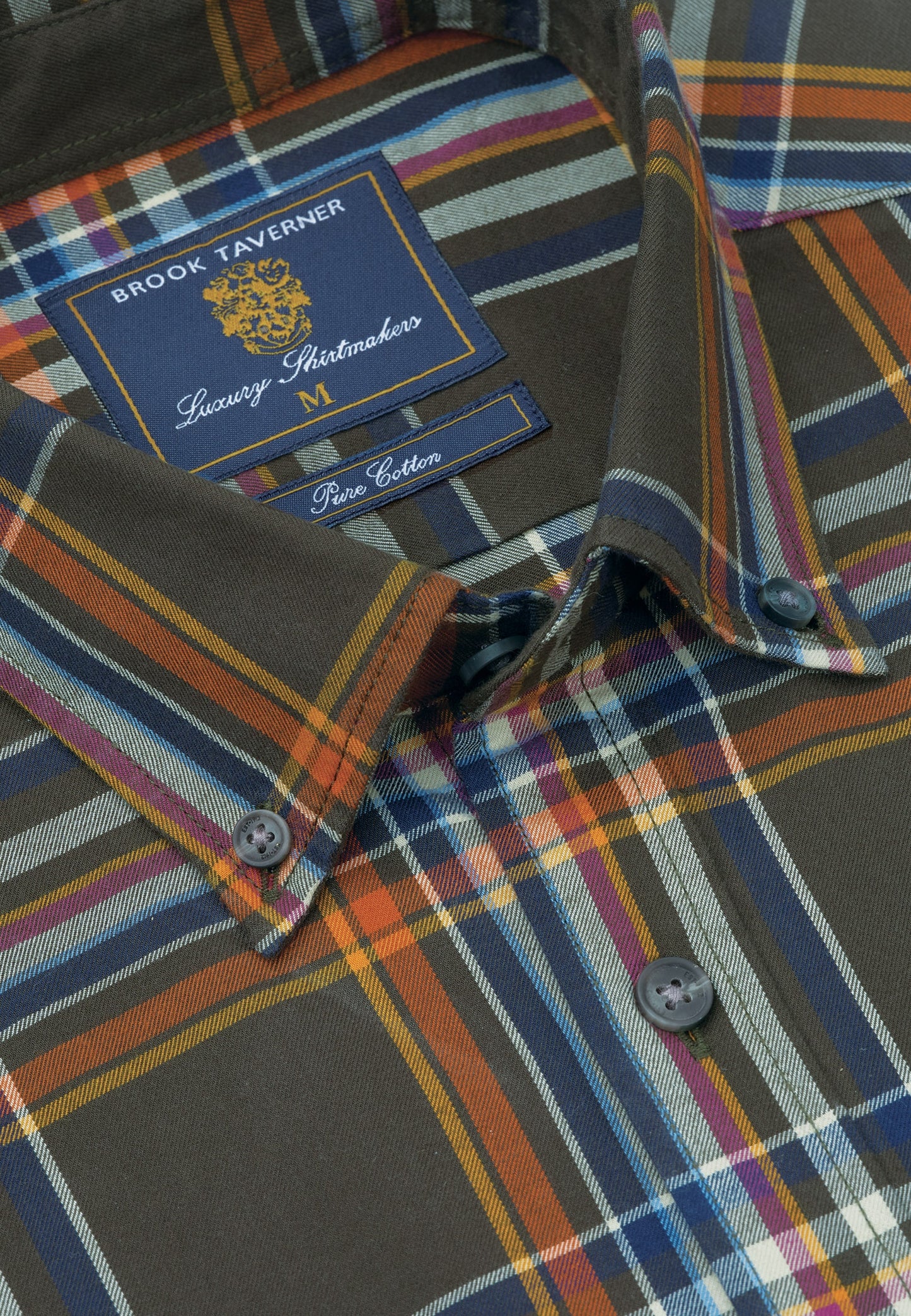 Regular Fit Khaki Large Plaid Cotton Shirt
