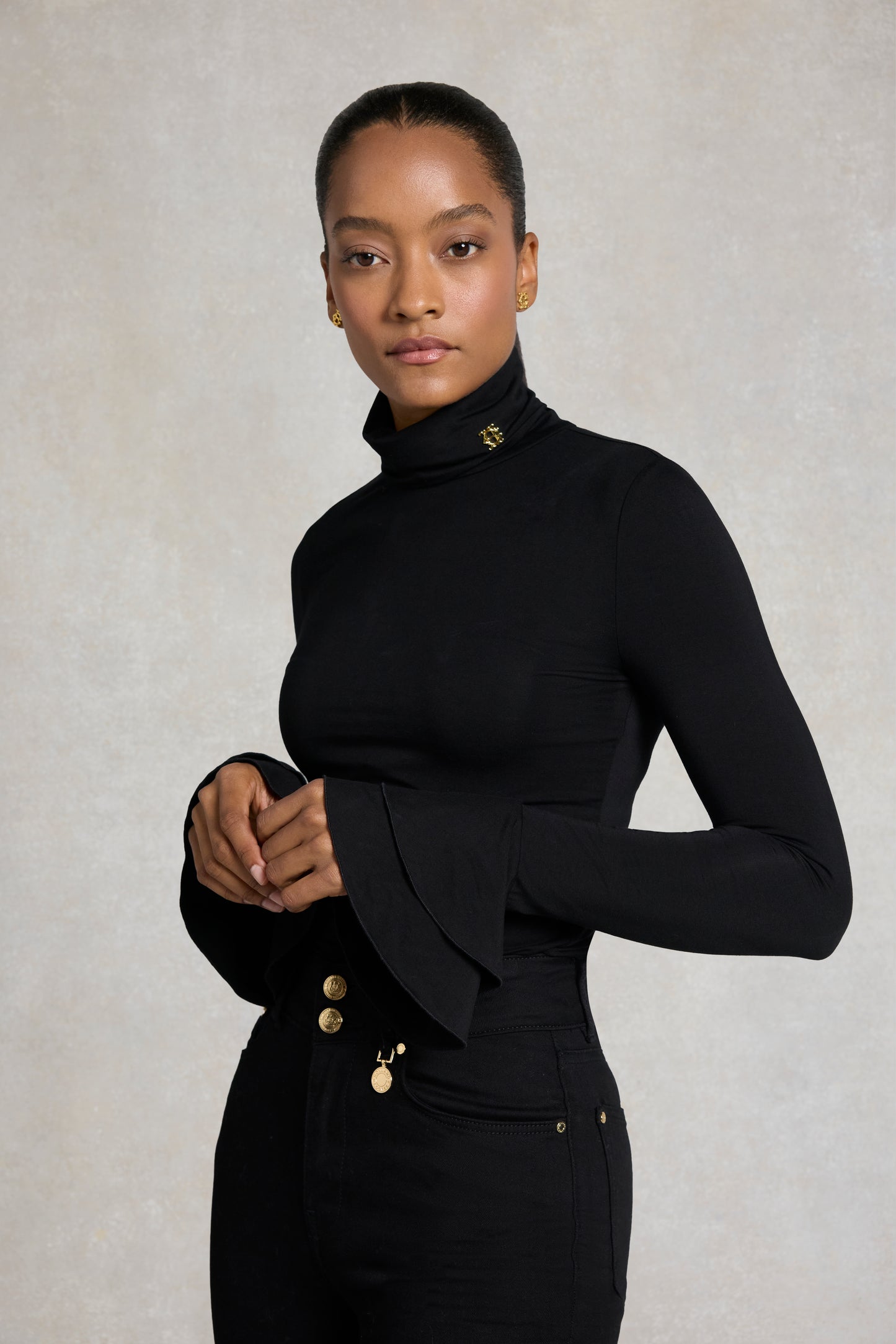 Supersoft Fluted Roll Neck Top