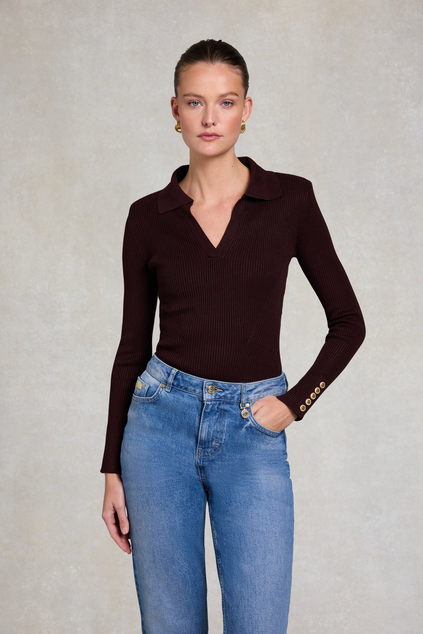 V-Neck Rib Top