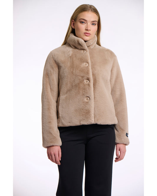 Single breasted fake fur jacket