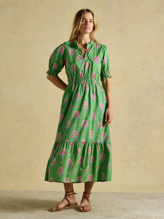 Larissa Foulard Print Tie Neck Midi Dress