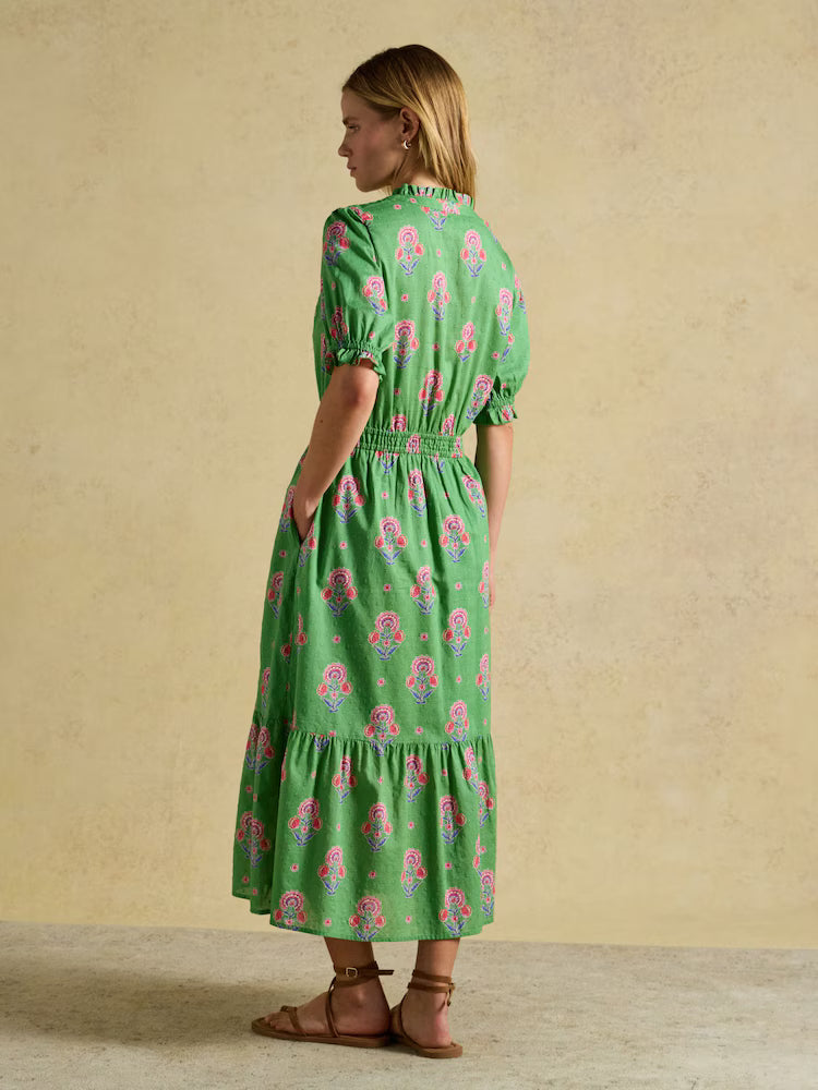 Larissa Foulard Print Tie Neck Midi Dress