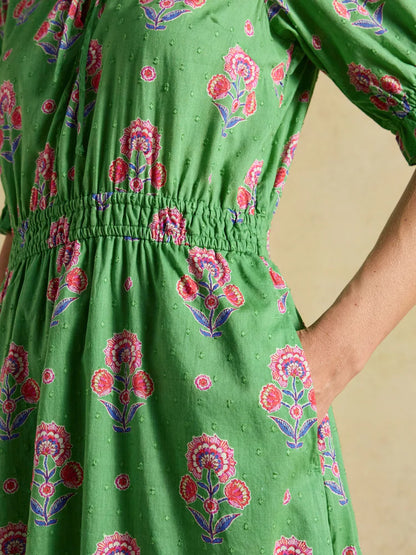 Larissa Foulard Print Tie Neck Midi Dress