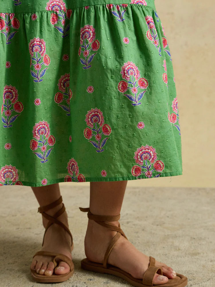 Larissa Foulard Print Tie Neck Midi Dress