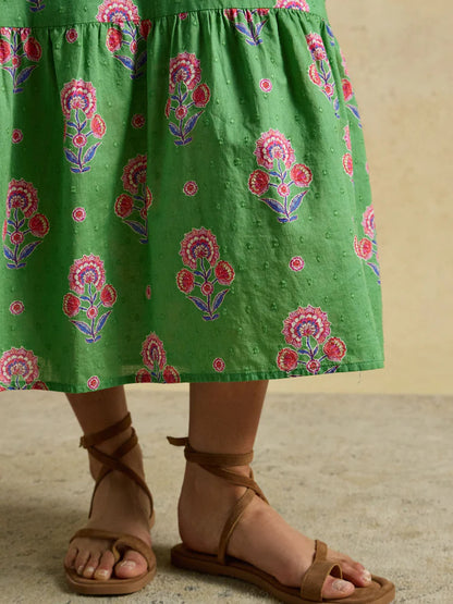 Larissa Foulard Print Tie Neck Midi Dress