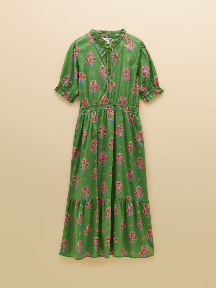 Larissa Foulard Print Tie Neck Midi Dress