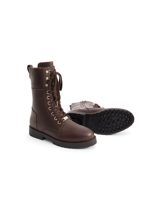 Anglesey Mahogany Leather Combat Boots