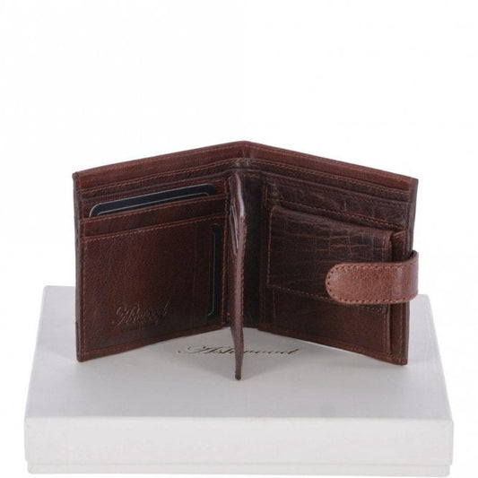 Ashwood Crumble 8 Card, ID & Coins Bill Fold Tab Wallet - Tan