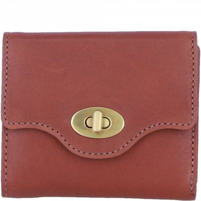 Genuine Leather Purse with Twist Lock in Tan: L-30