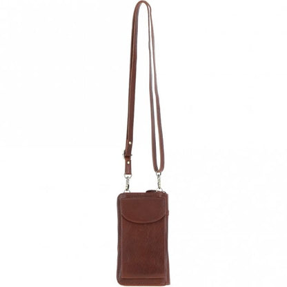 Ladies Leather Phonebag Purse Chestnut: T-80